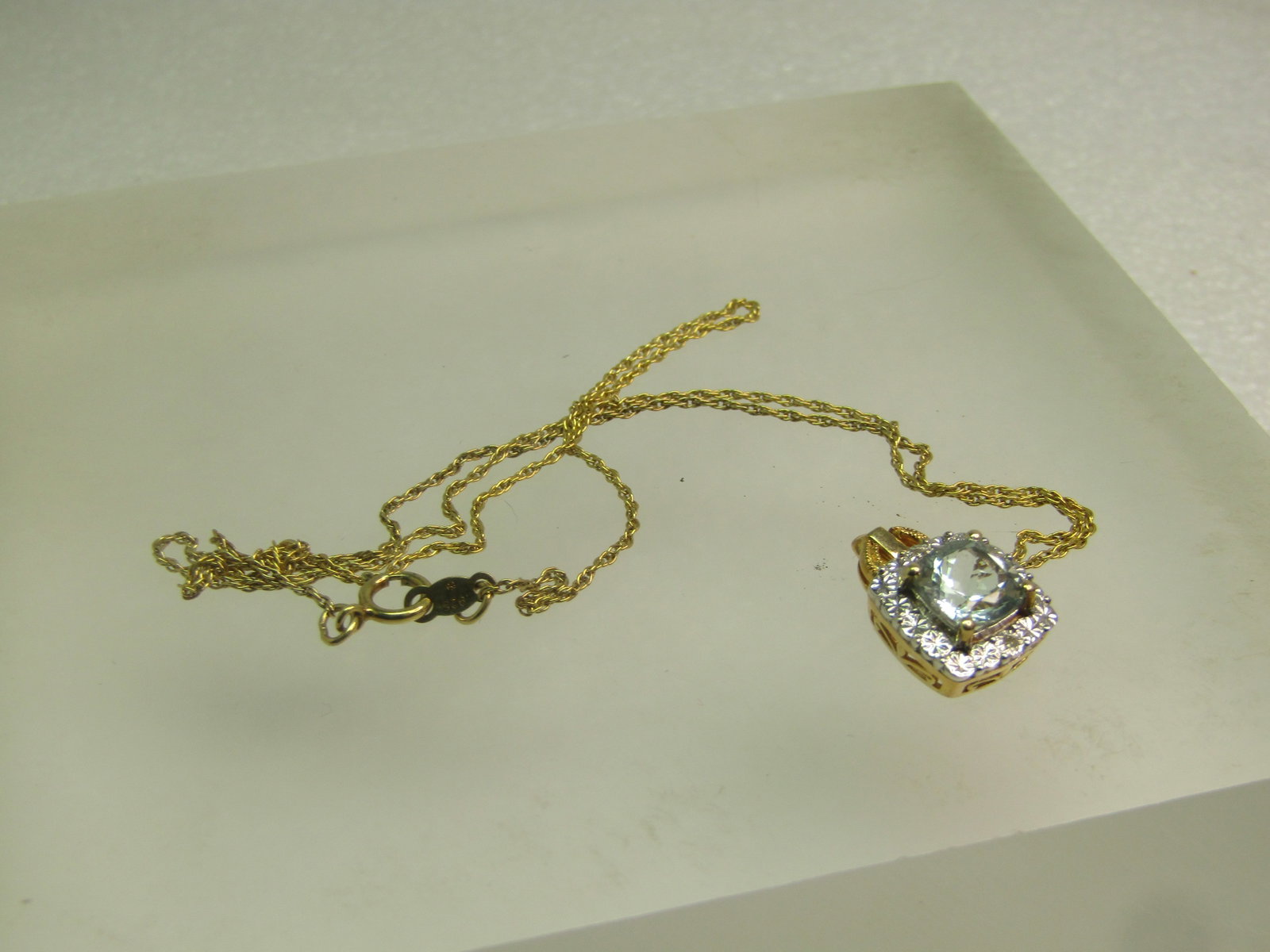 Sterling Vermeil Blue Spinel Illusion Necklace, 18" 1980's-1990's, Signed - 2