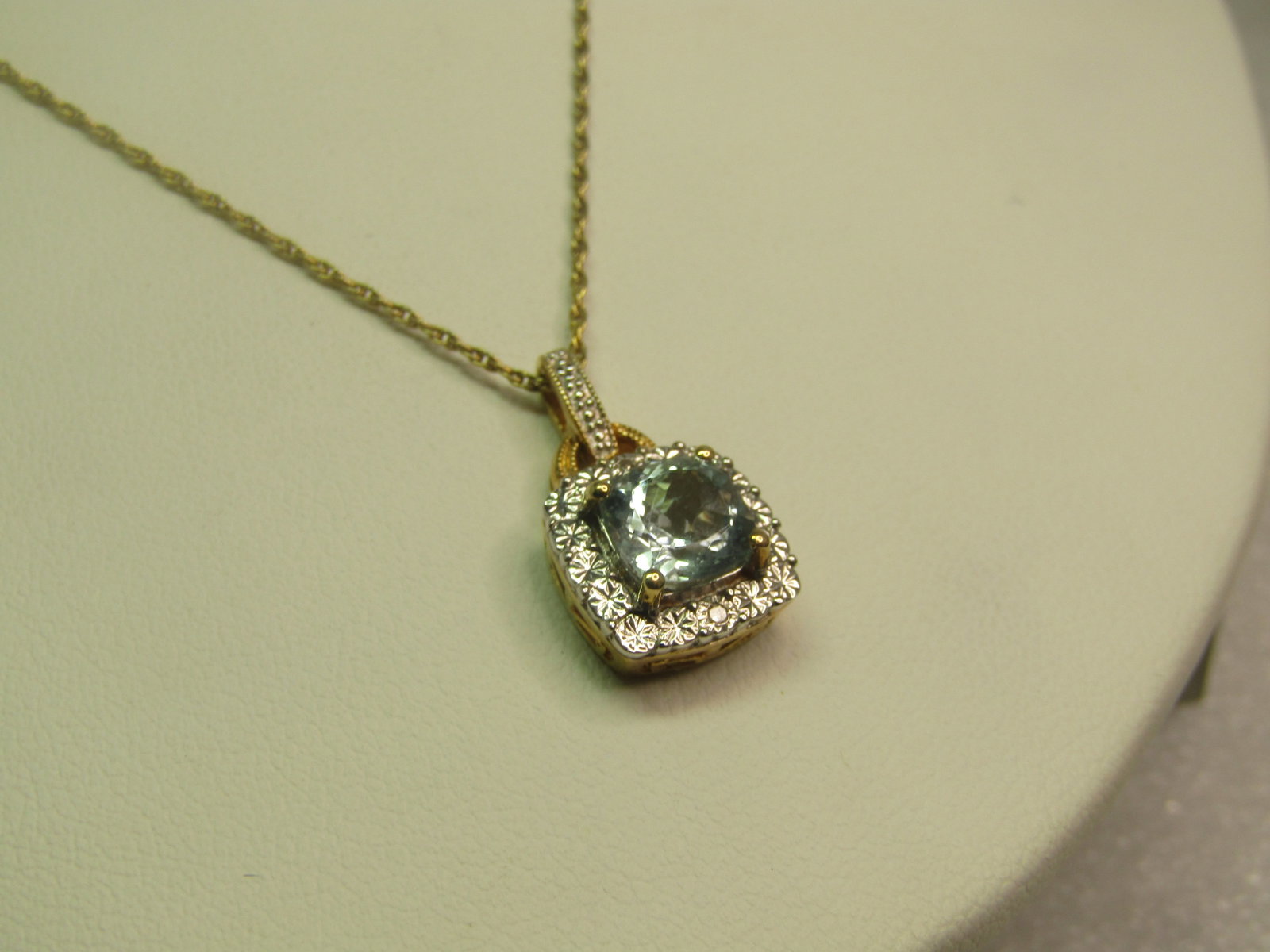 Sterling Vermeil Blue Spinel Illusion Necklace, 18" 1980's-1990's, Signed - 5
