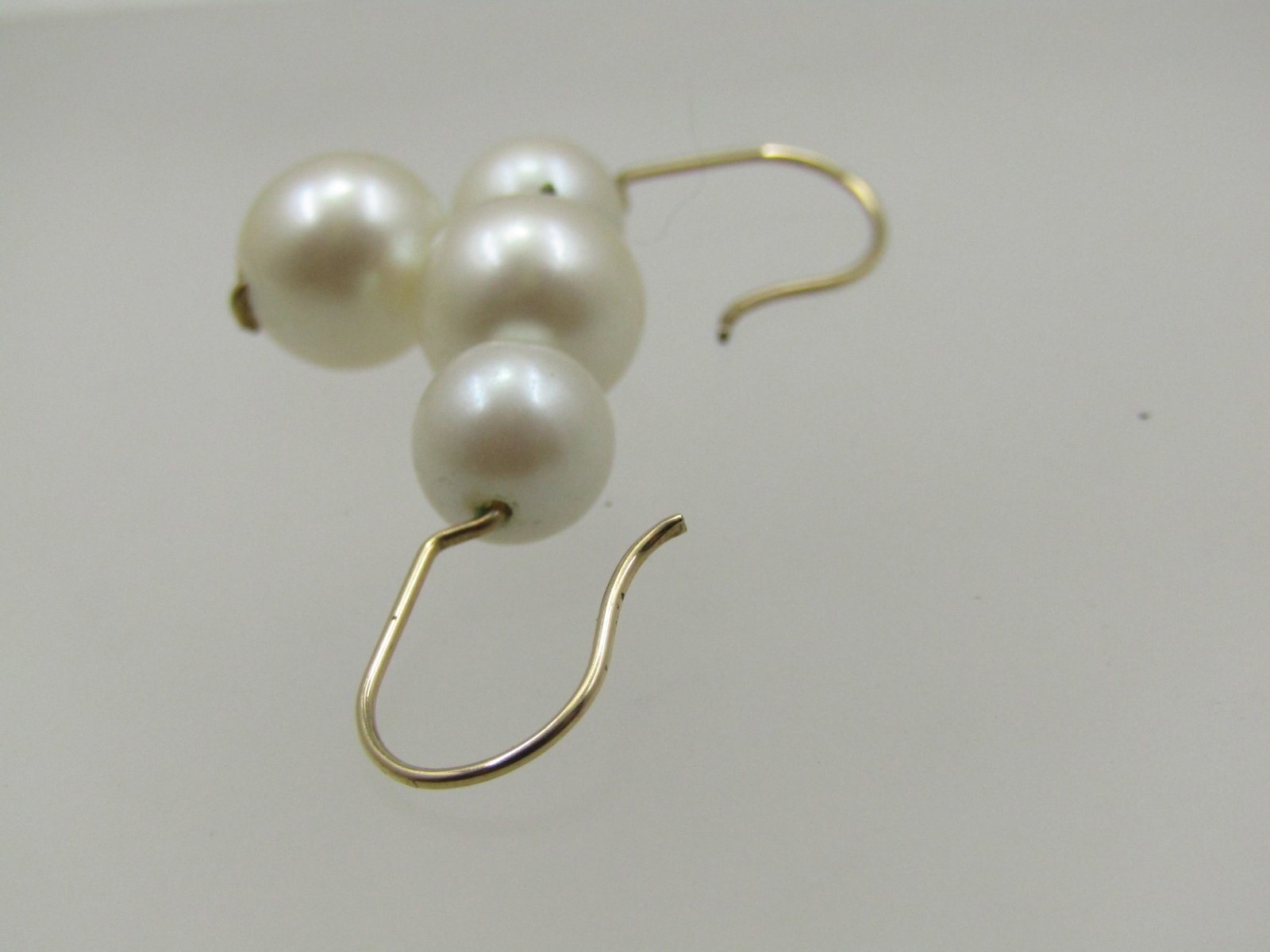 Vintage 10kt G.F. Faux Pearl Earrings, Pierced - 2