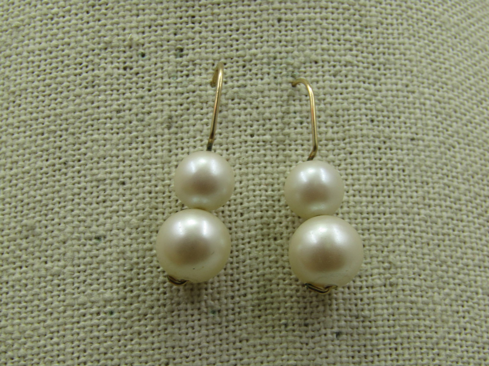 Vintage 10kt G.F. Faux Pearl Earrings, Pierced - 4