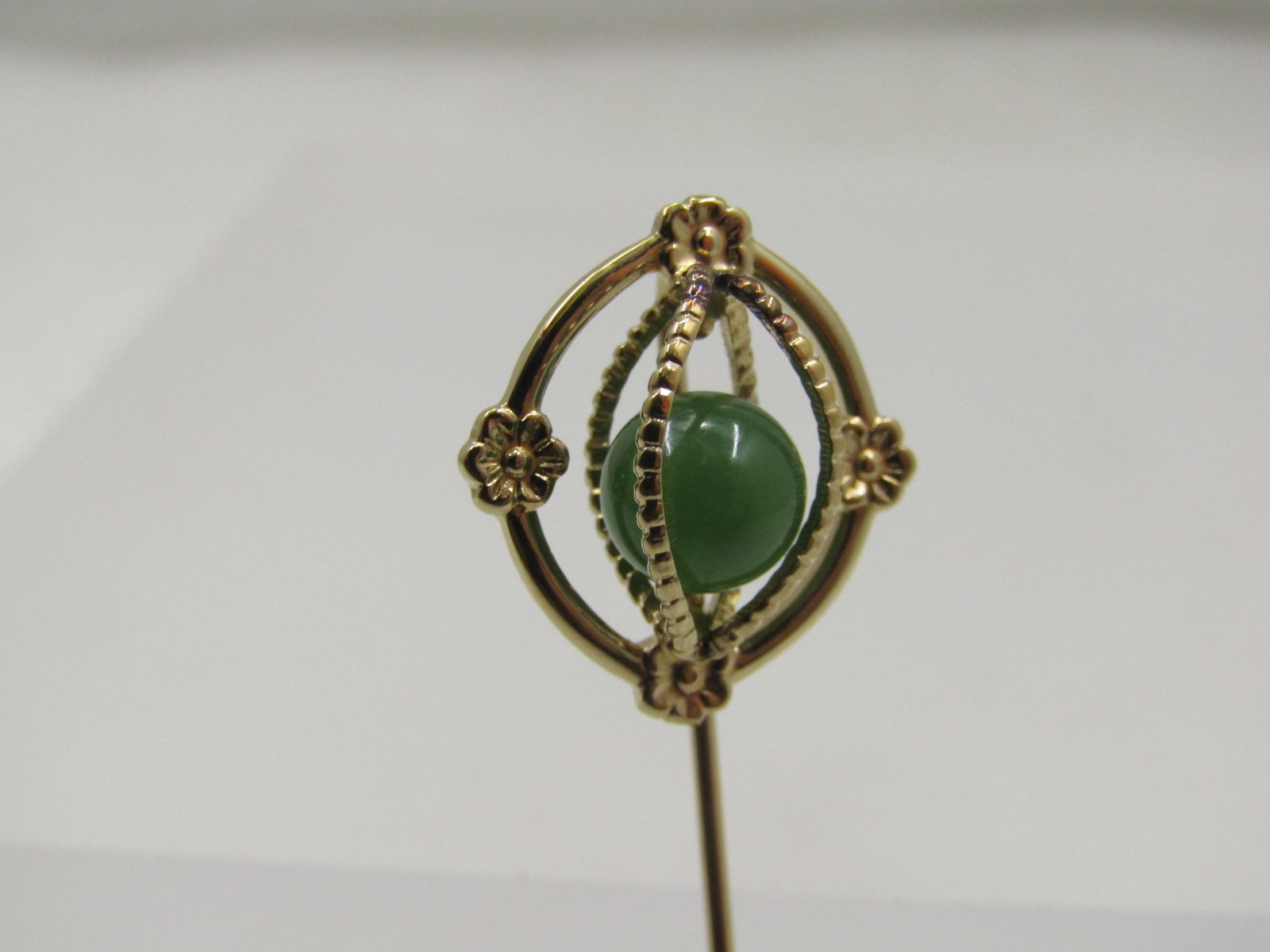Vintage 14kt G.F. Genuine Jade Stick Pin, Amco Jewels, In Box, 1960's-1970's - 5