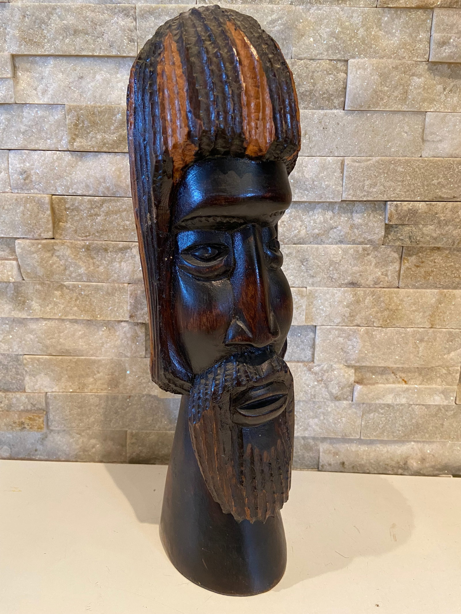 Vintage Ebony carved large heavy Savior Prophet Statue - 7