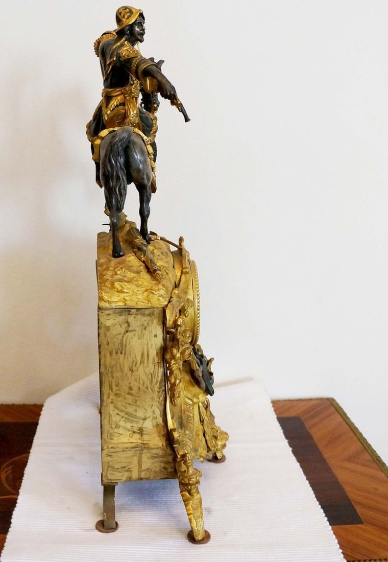 France bronze gilded clock with arab early 19th century - 2