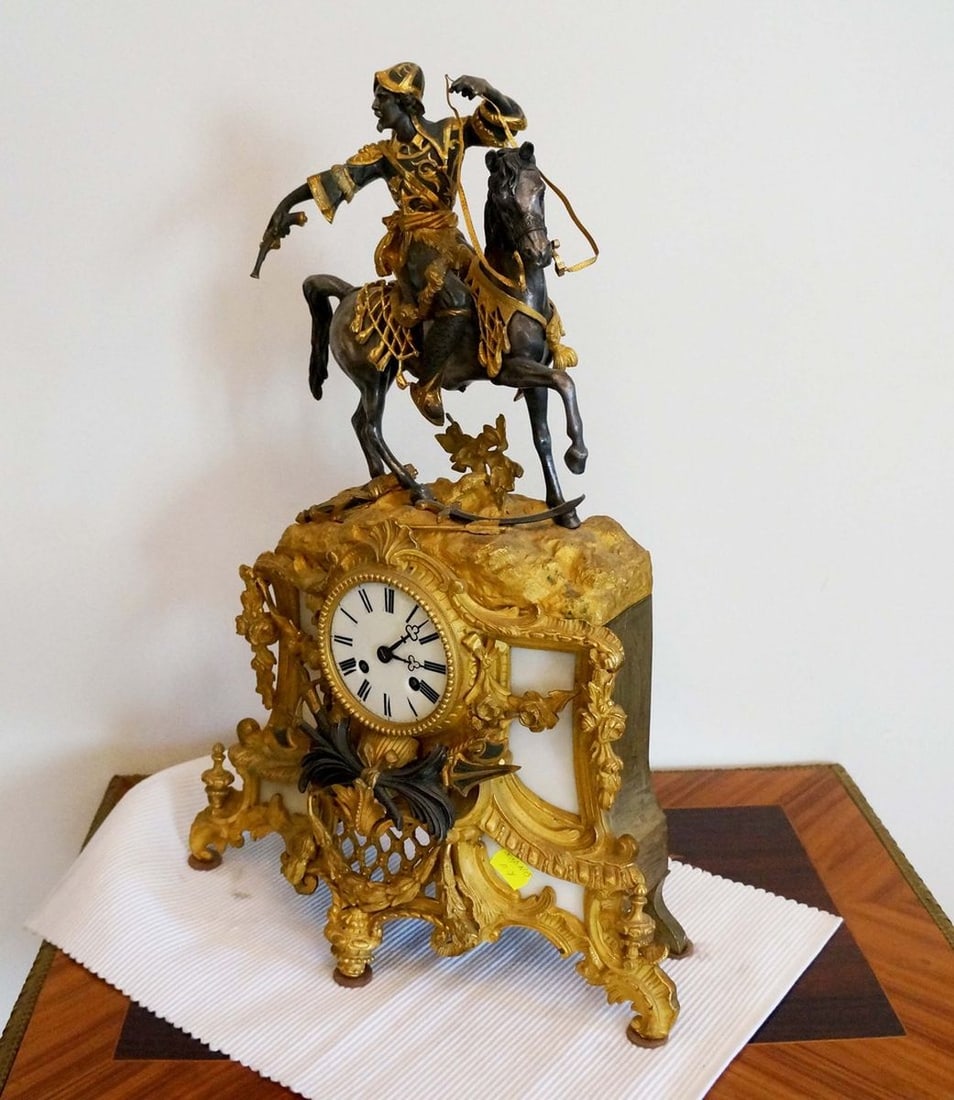 France bronze gilded clock with arab early 19th century - 4