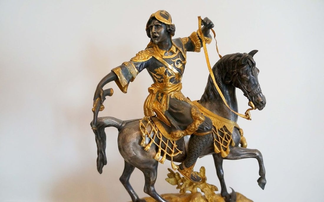 France bronze gilded clock with arab early 19th century - 7