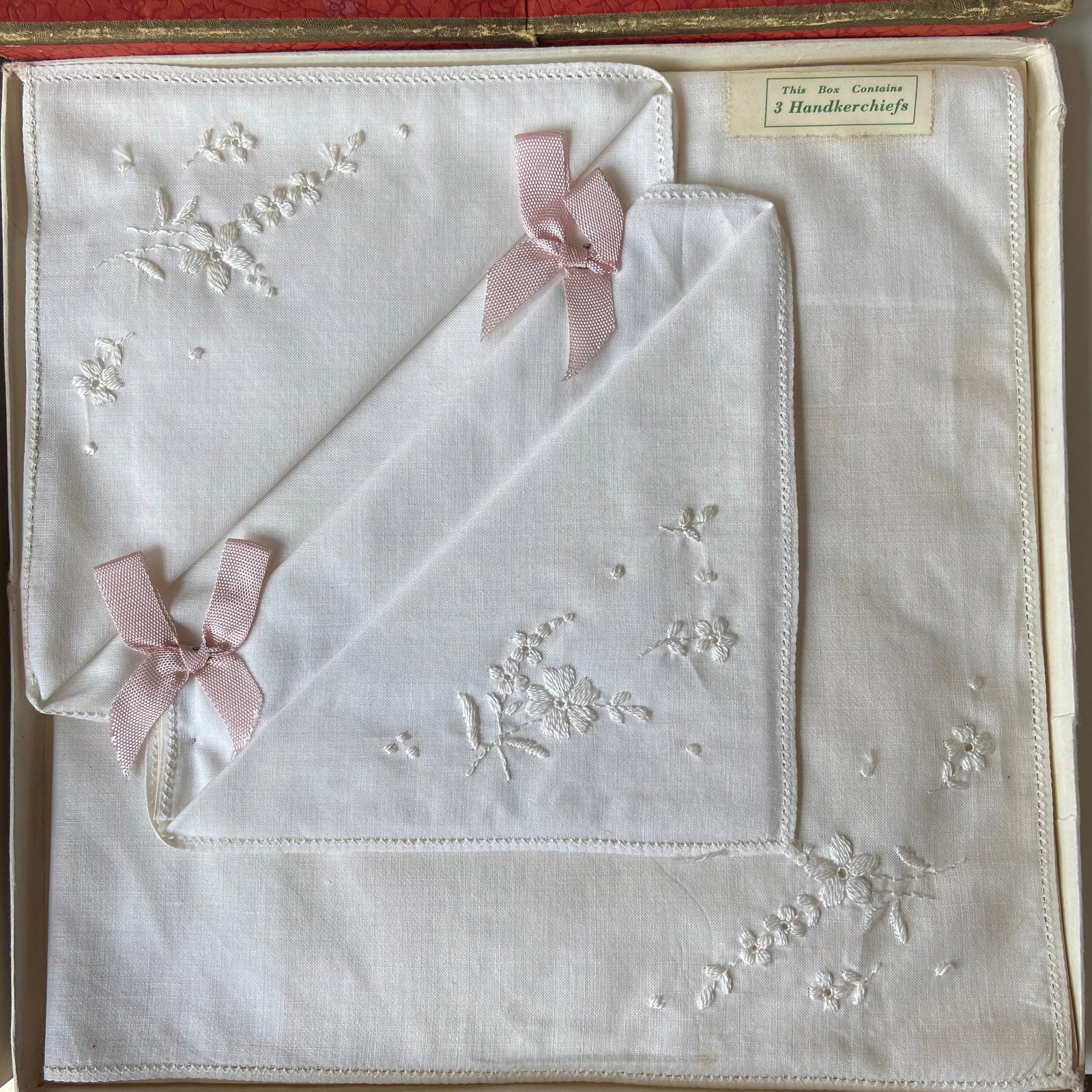 Vintage 6pcs handmade silk embroidery handkerchief with laced edge - 3
