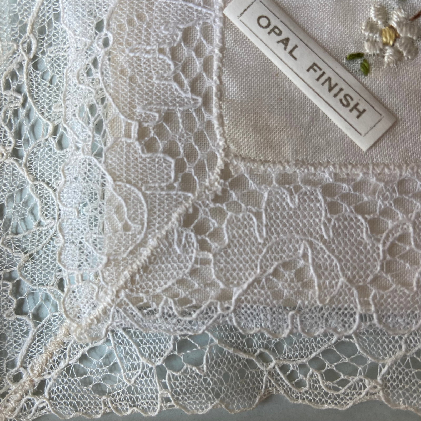 Vintage 6pcs handmade silk embroidery handkerchief with laced edge - 4