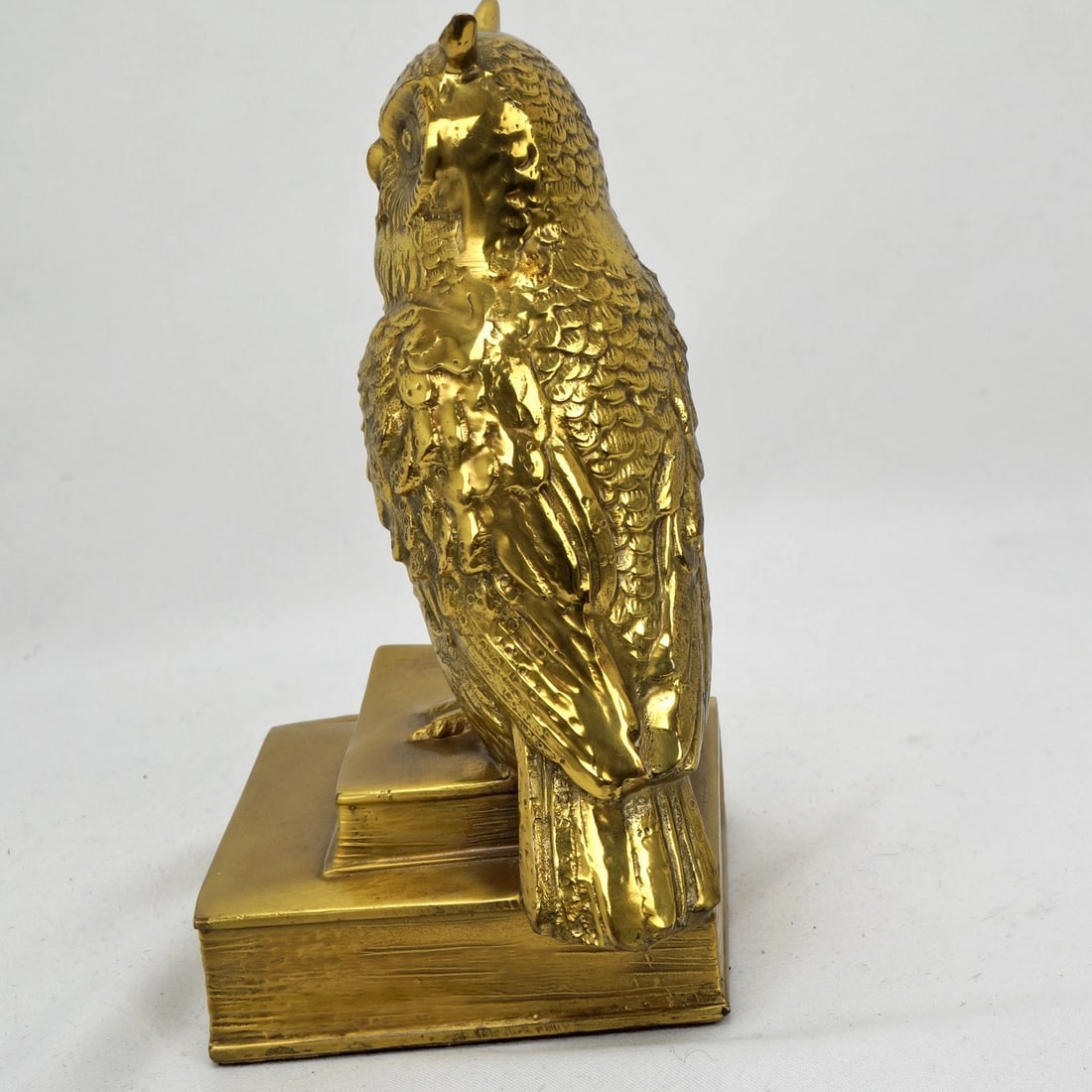 Single Mid Century Cast Brass Owl Bookend PM Craftsman - 3