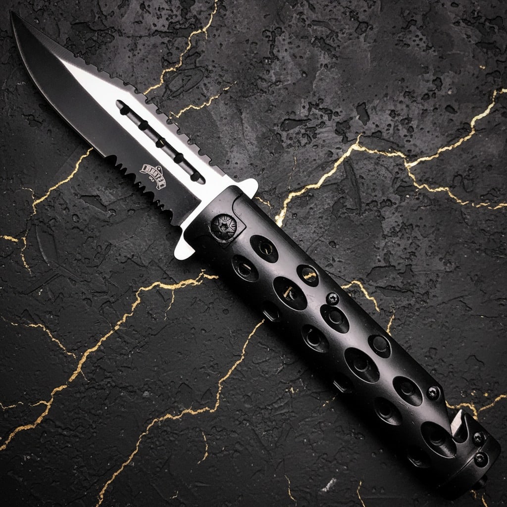 8.5" Assisted Opening Tactical Folding Knife Black Rescue Pocket Blade New - 2