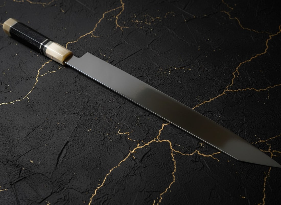 300mm Japanese Sashimi Sushi Knife Wa Ebony Handle Buffalo Horn 12in Blade - 4