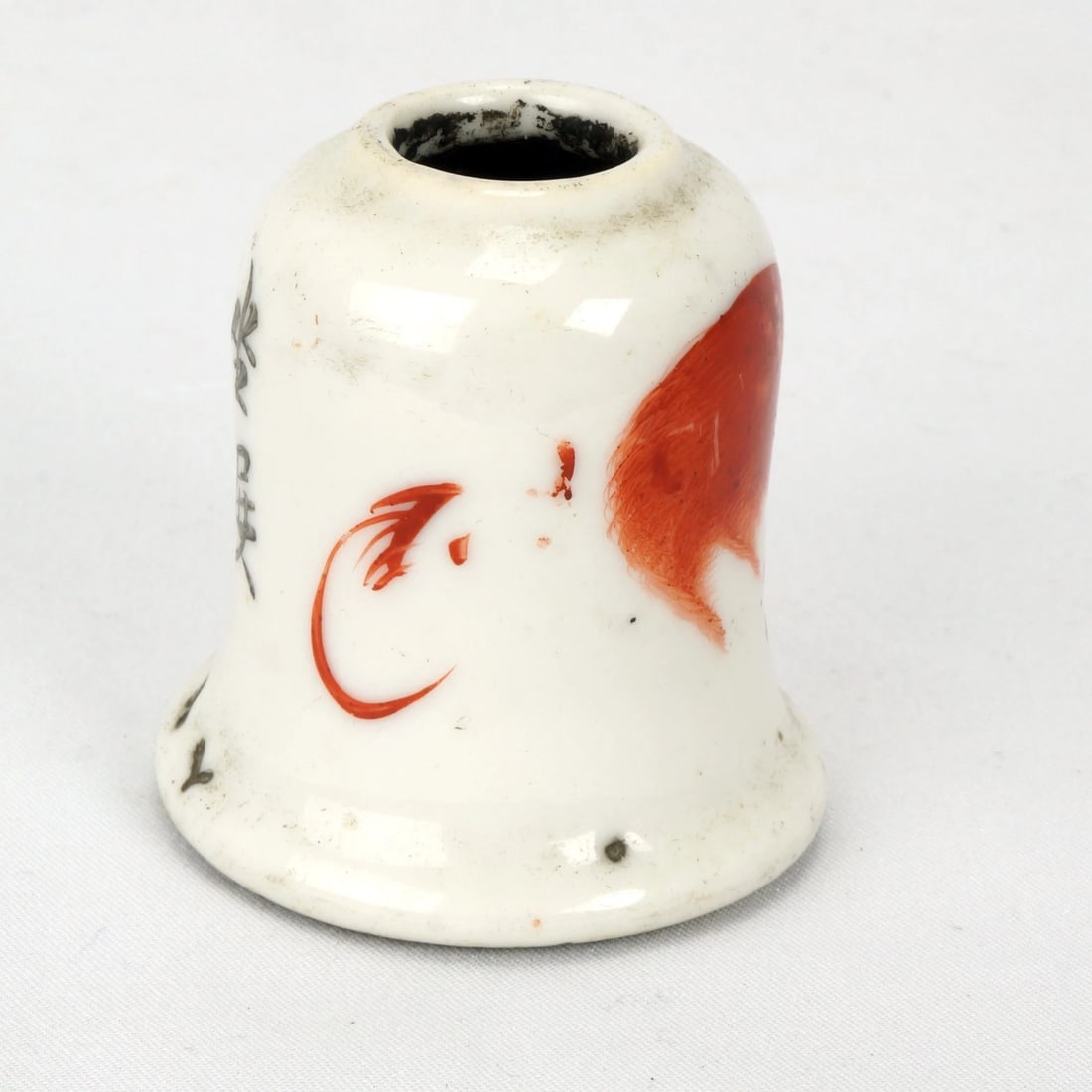 19th C Chinese Porcelain Ink Pot Red Foo Lion - 5