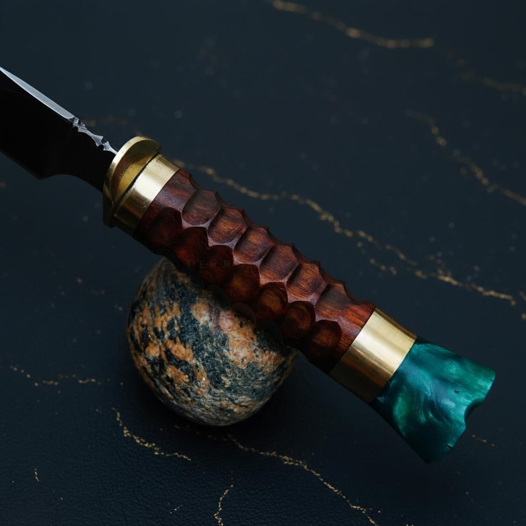 Hand Forged Damascus Steel Hunting Knife with Stag Antler Handle and Gut Hook USA Made - 3