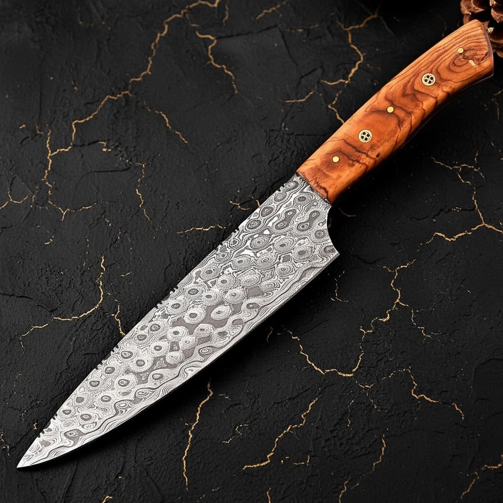 Hand-Forged Damascus Steel Chef Knife Professional Kitchen Tool Wood Handle - 2