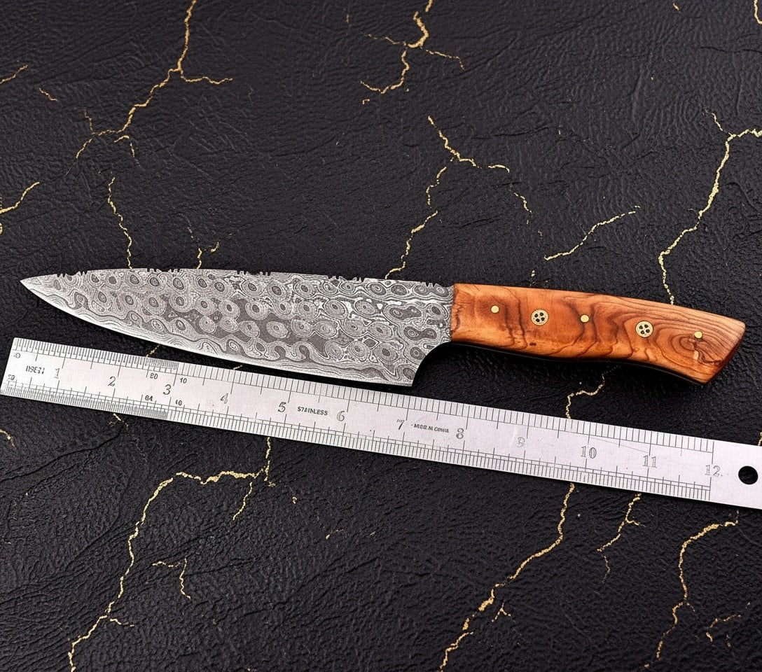 Hand-Forged Damascus Steel Chef Knife Professional Kitchen Tool Wood Handle - 4