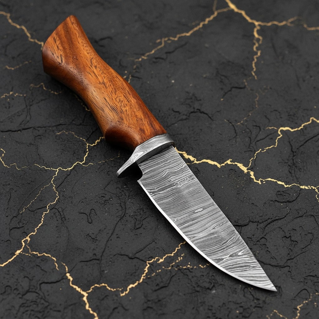 Hand-Forged Damascus Steel Fixed Blade Hunting Knife with Custom Bolster - 2