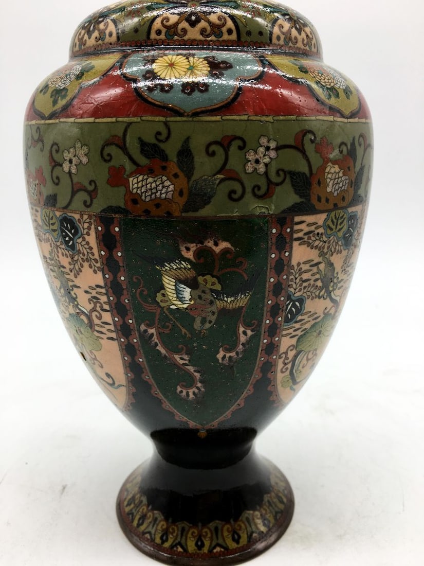Porcelain vase made with cloisonne enamel technique Meiji Period - 3