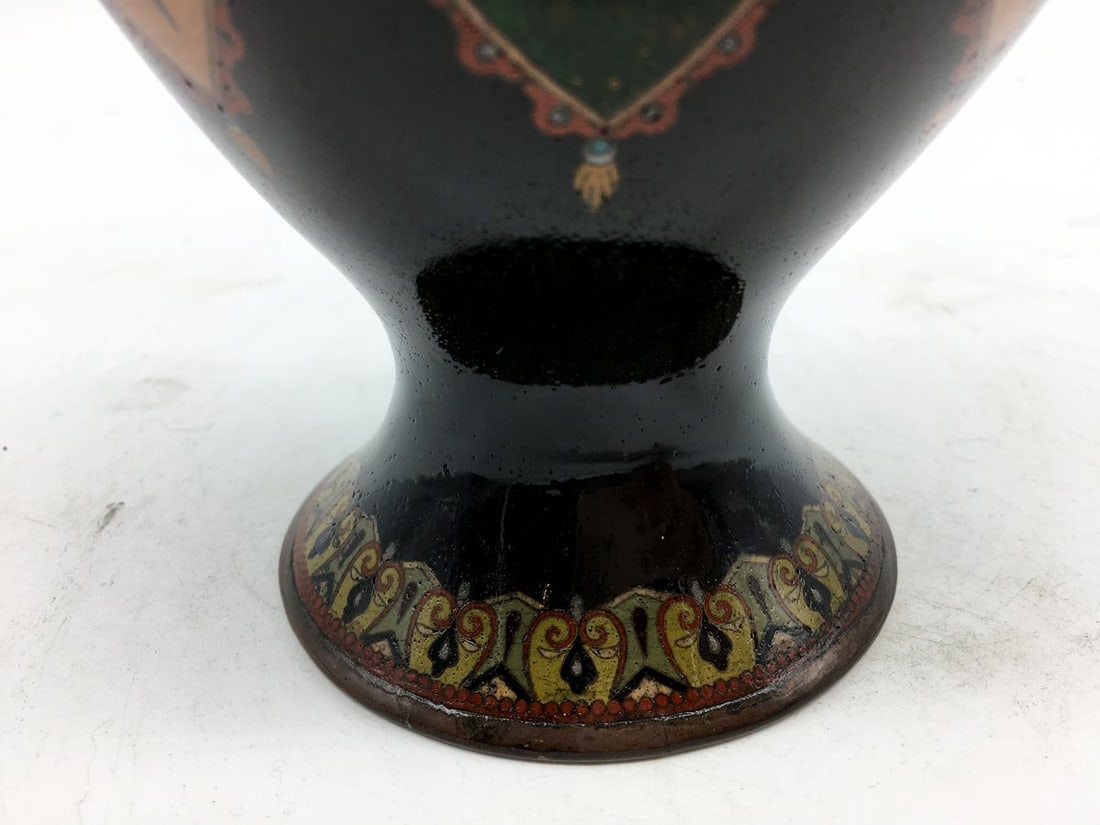 Porcelain vase made with cloisonne enamel technique Meiji Period - 4