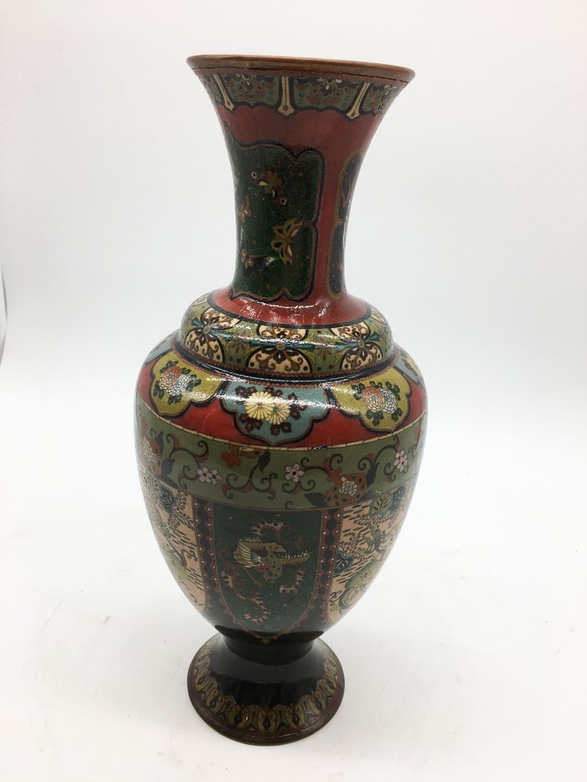 Porcelain vase made with cloisonne enamel technique Meiji Period - 5