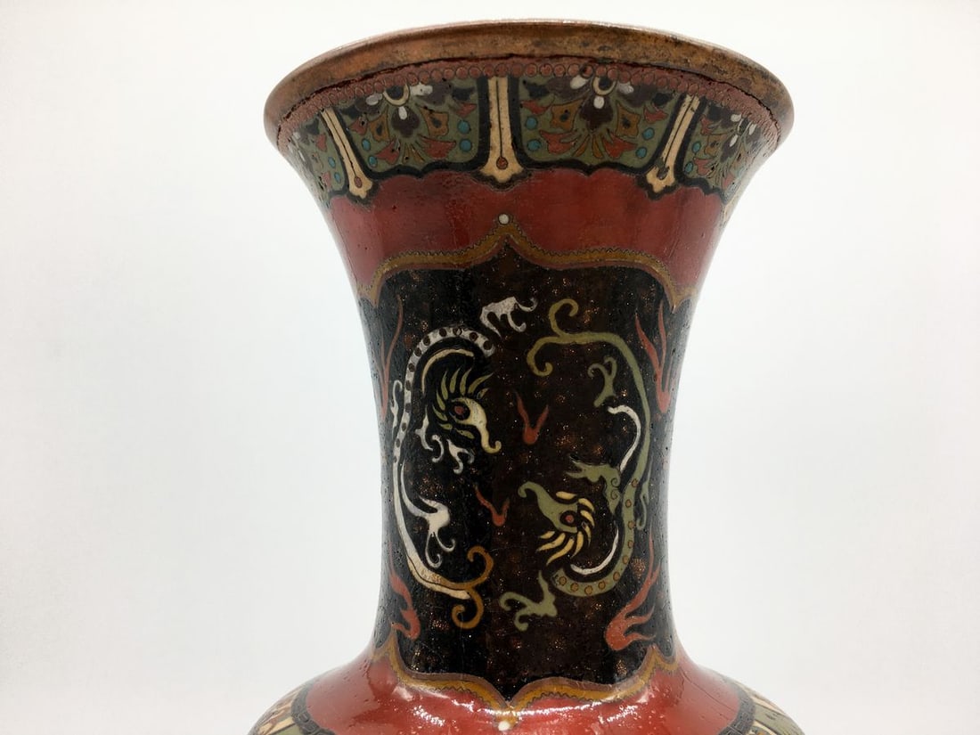 Porcelain vase made with cloisonne enamel technique Meiji Period - 6