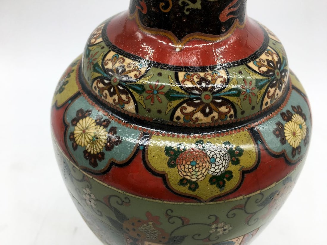 Porcelain vase made with cloisonne enamel technique Meiji Period - 7
