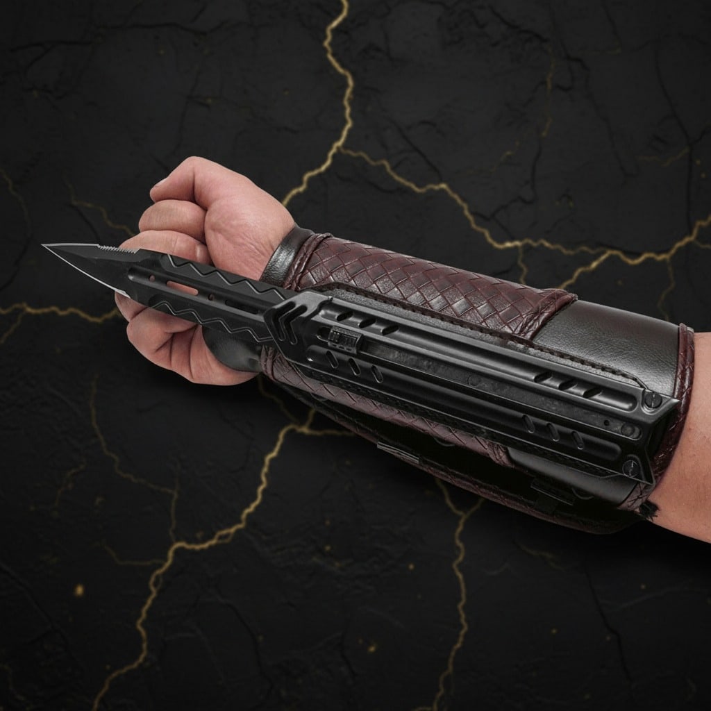9" Secret Retractable Arm Dagger Stealth Combat Weapon Prop Tool - 2