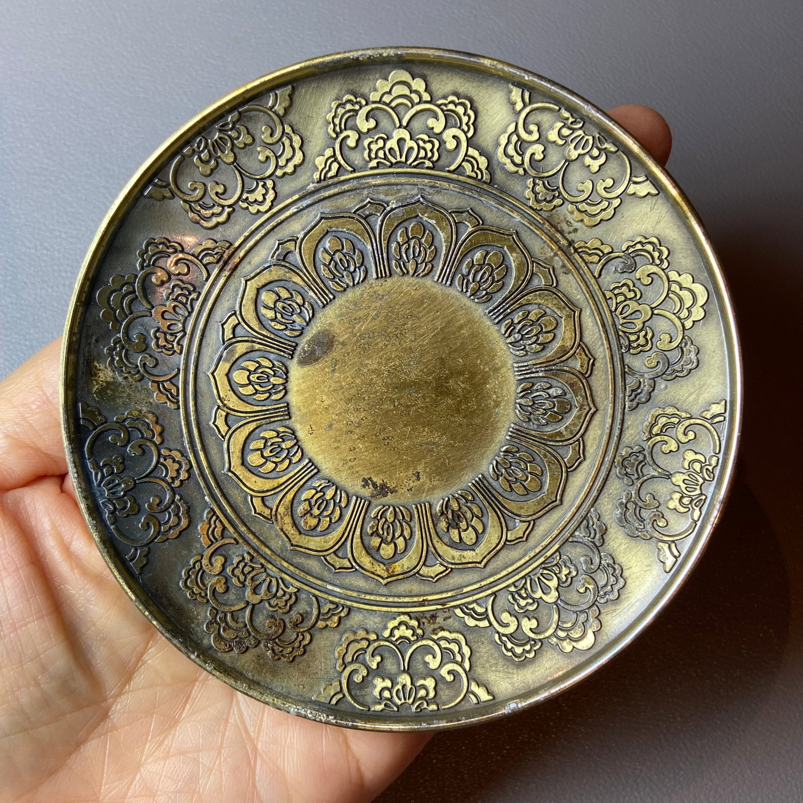 Incense burner tray carved Buddhist Lotus and Coiling Dragon - 7
