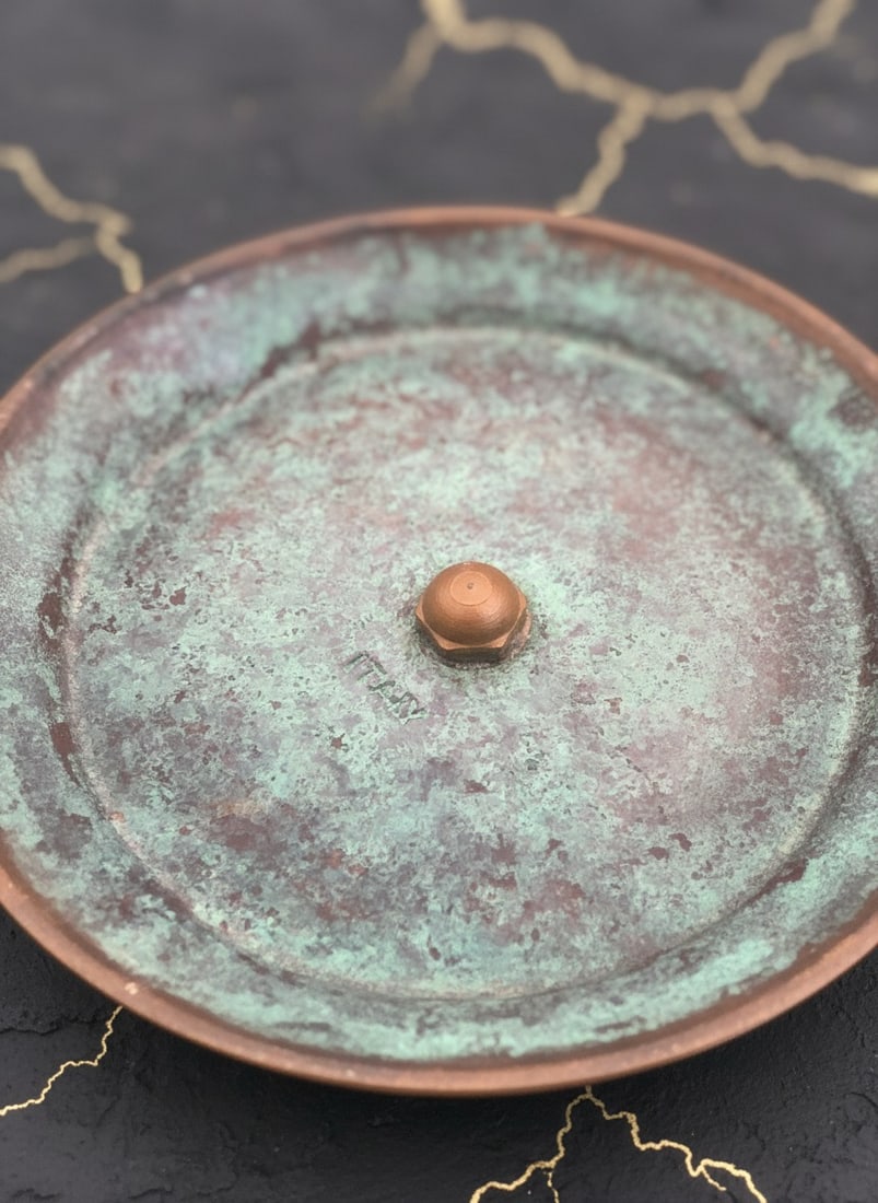 Art Deco Verdigris Patina Covered Bowl Vintage Italian Style Vessel - 7