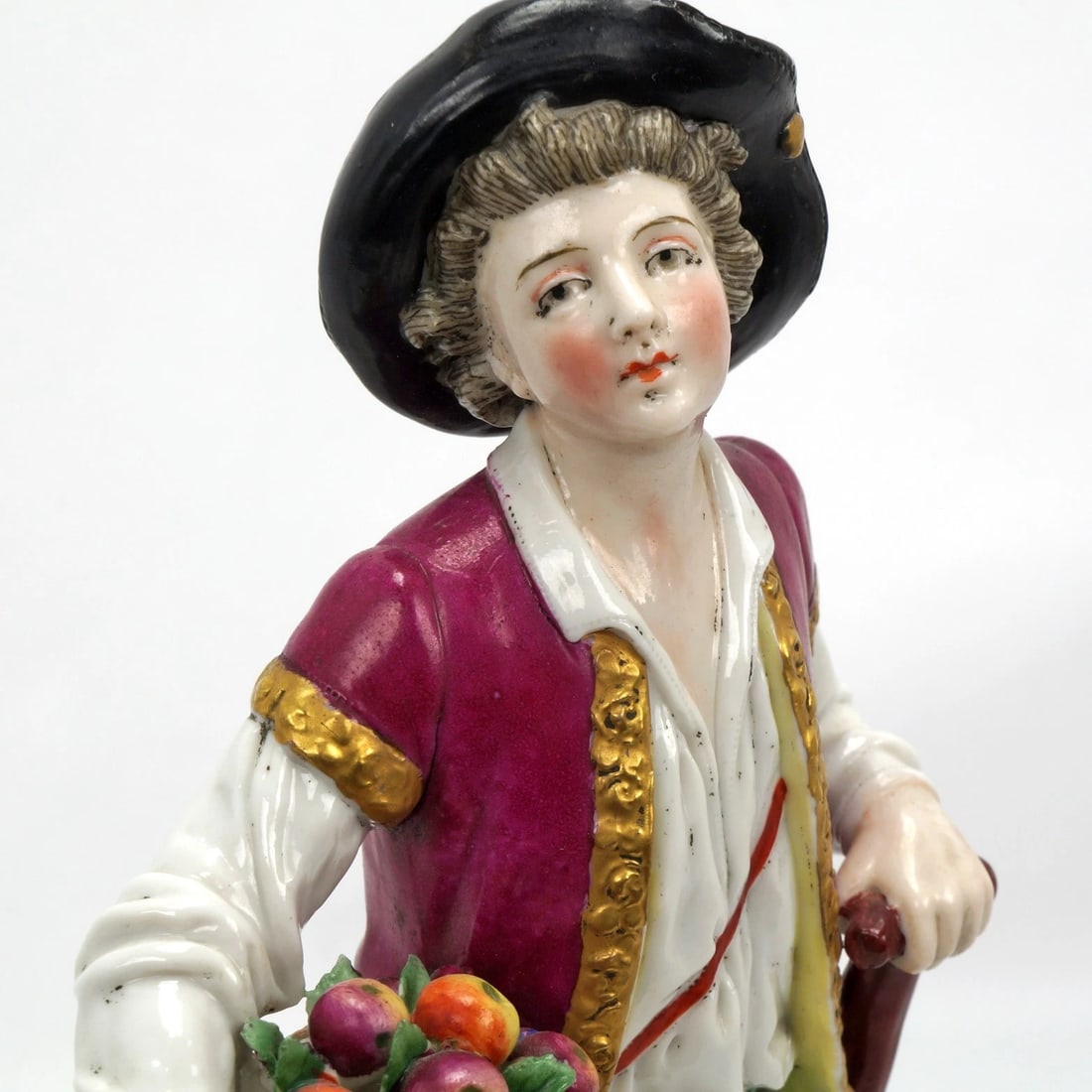 Vintage Capodimonte Youth w Fruit Figurine - 9