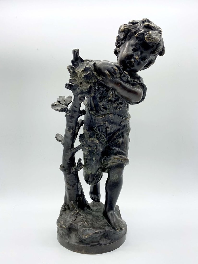 Europe bronze boy with a bird 1920-30 - 2