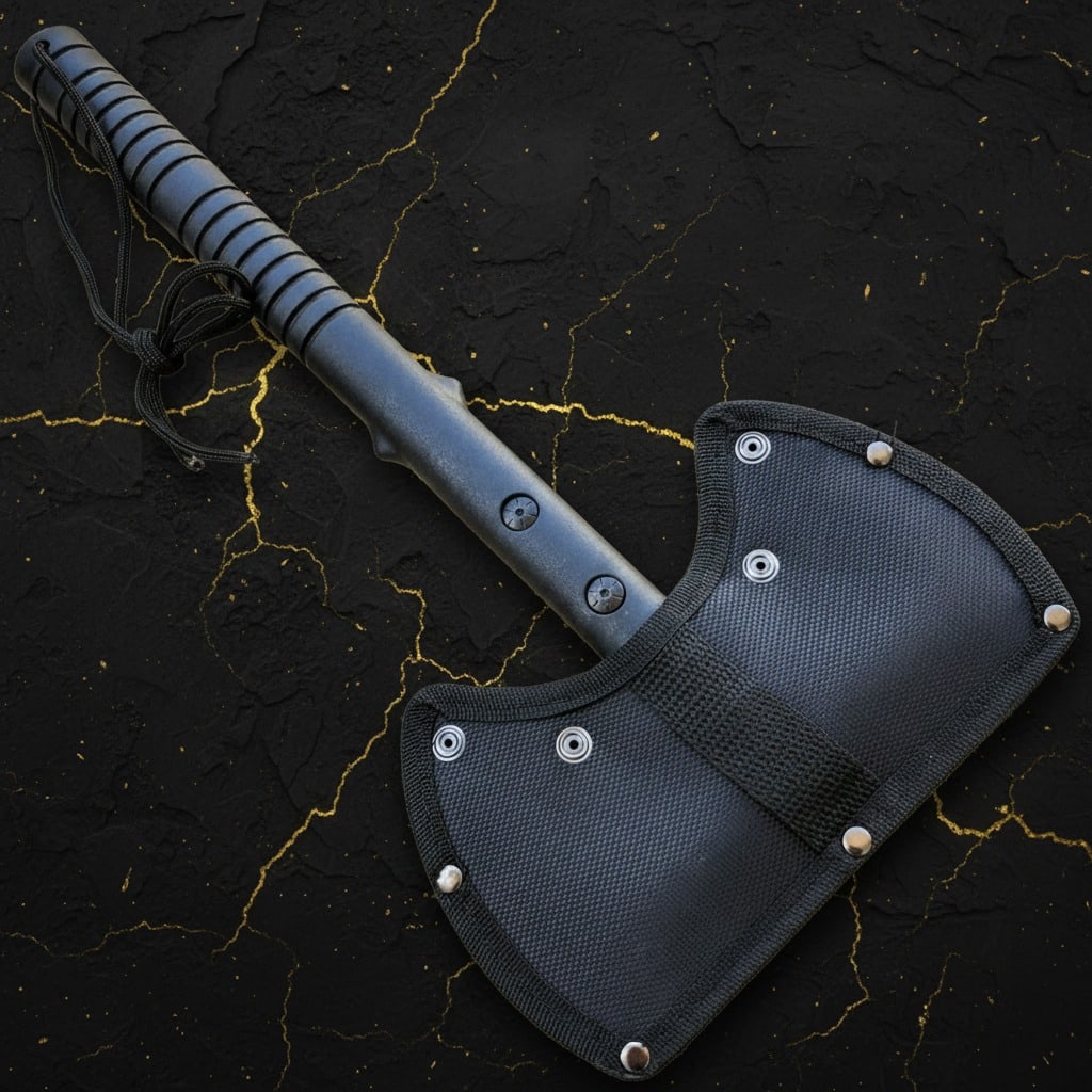 15" Tactical Survival Hatchet Black Tomahawk Axe Camping Throwing Tool - 2
