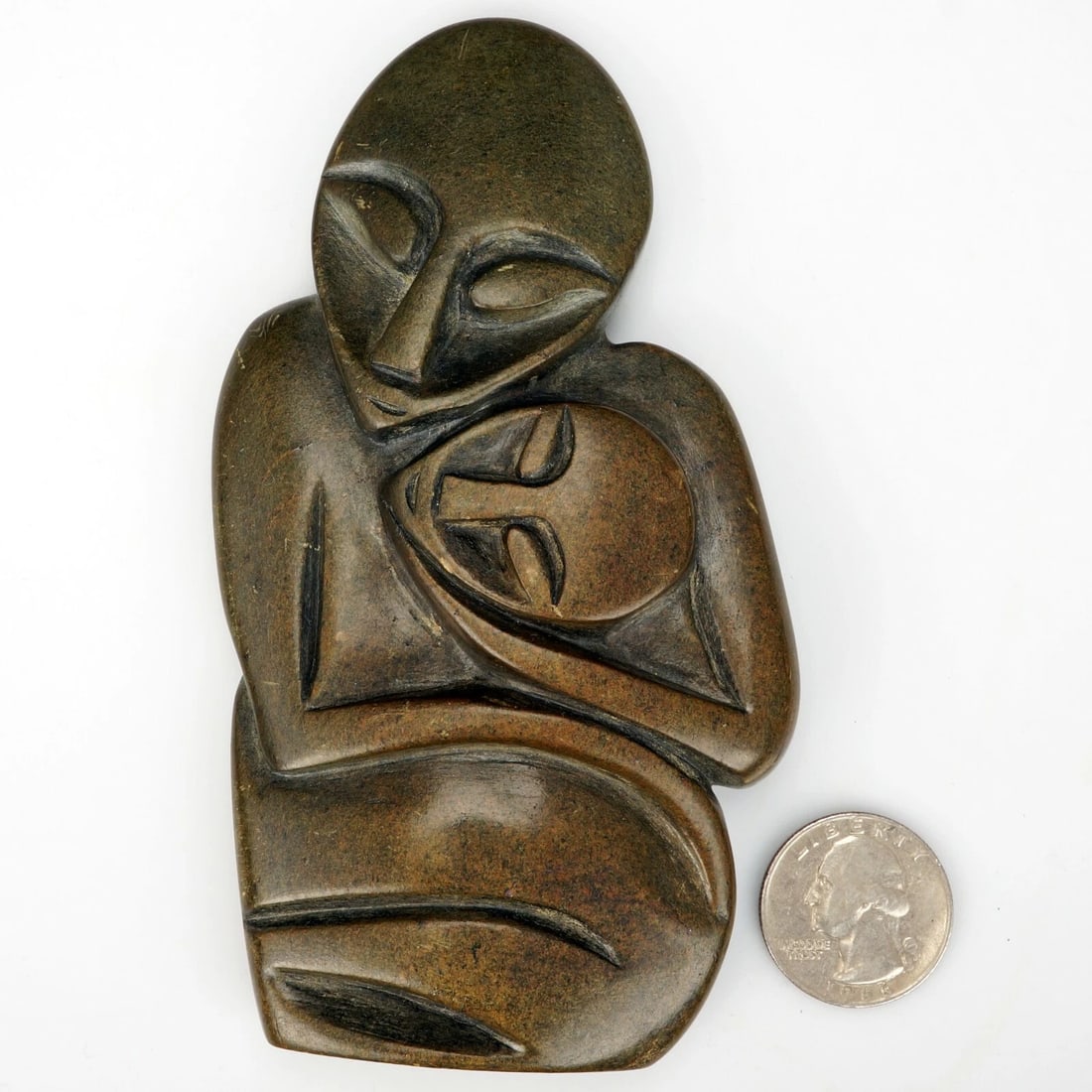 Impressionist Stone Sculpture Mother + Child - 3