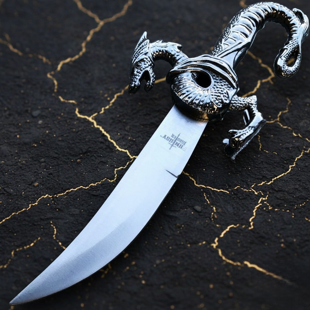 10" Medieval Fantasy Dragon Dagger Fixed Blade Knife with Sheath Ninja Sword - 2