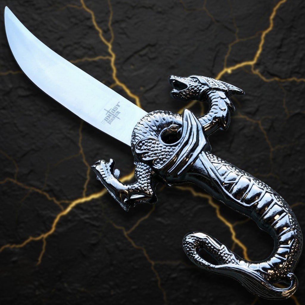 10" Medieval Fantasy Dragon Dagger Fixed Blade Knife with Sheath Ninja Sword - 4