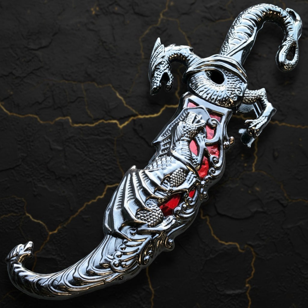 10" Medieval Fantasy Dragon Dagger Fixed Blade Knife with Sheath Ninja Sword - 5