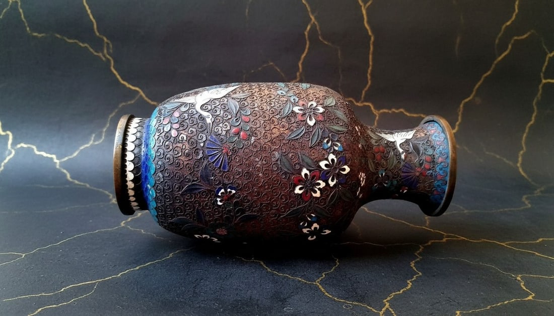 Vintage Ornate Metal Filigree Vase Chinese Artisan Crafted Antique Decor - 5