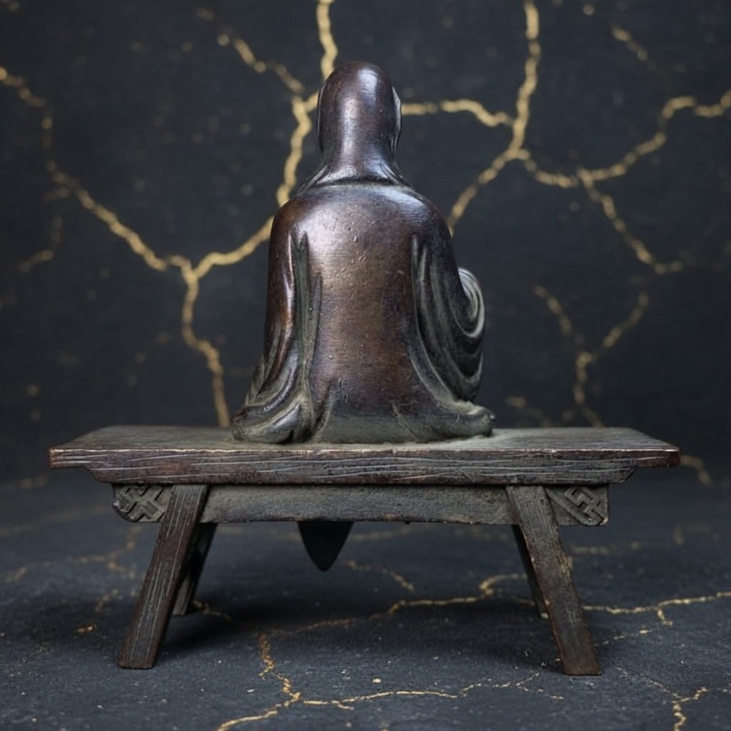 Vintage Chinese Guanyin Bodhisattva Figurine Antique Copper Alloy Statue - 3