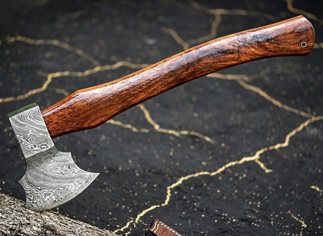 Hand Forged Damascus Steel Viking Axe Custom Throwing Hatchet Tomahawk - 2