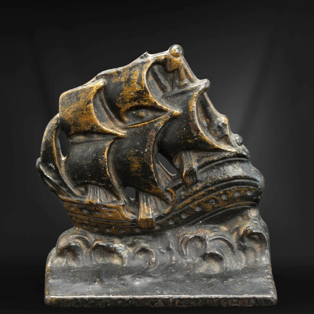Pair Sailing Ship Cast Iron Bookends Circa 1925 - 7