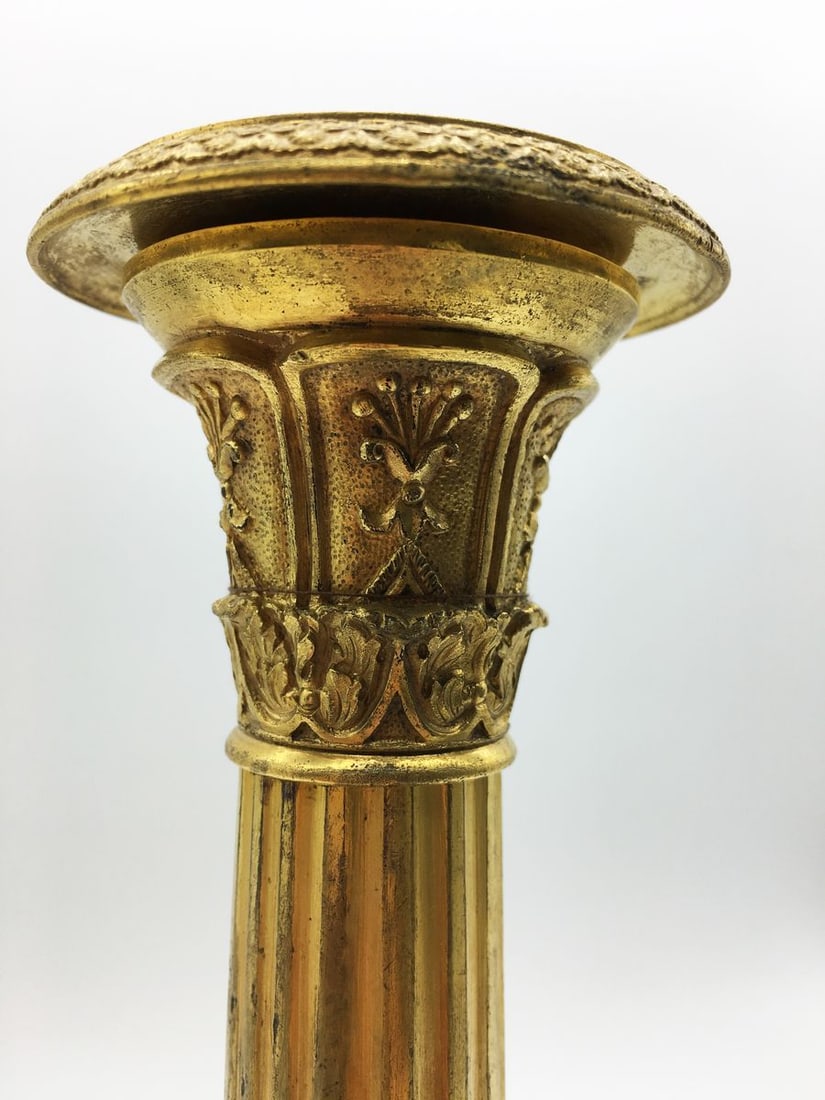 Bronze pair of candlesticks - 5