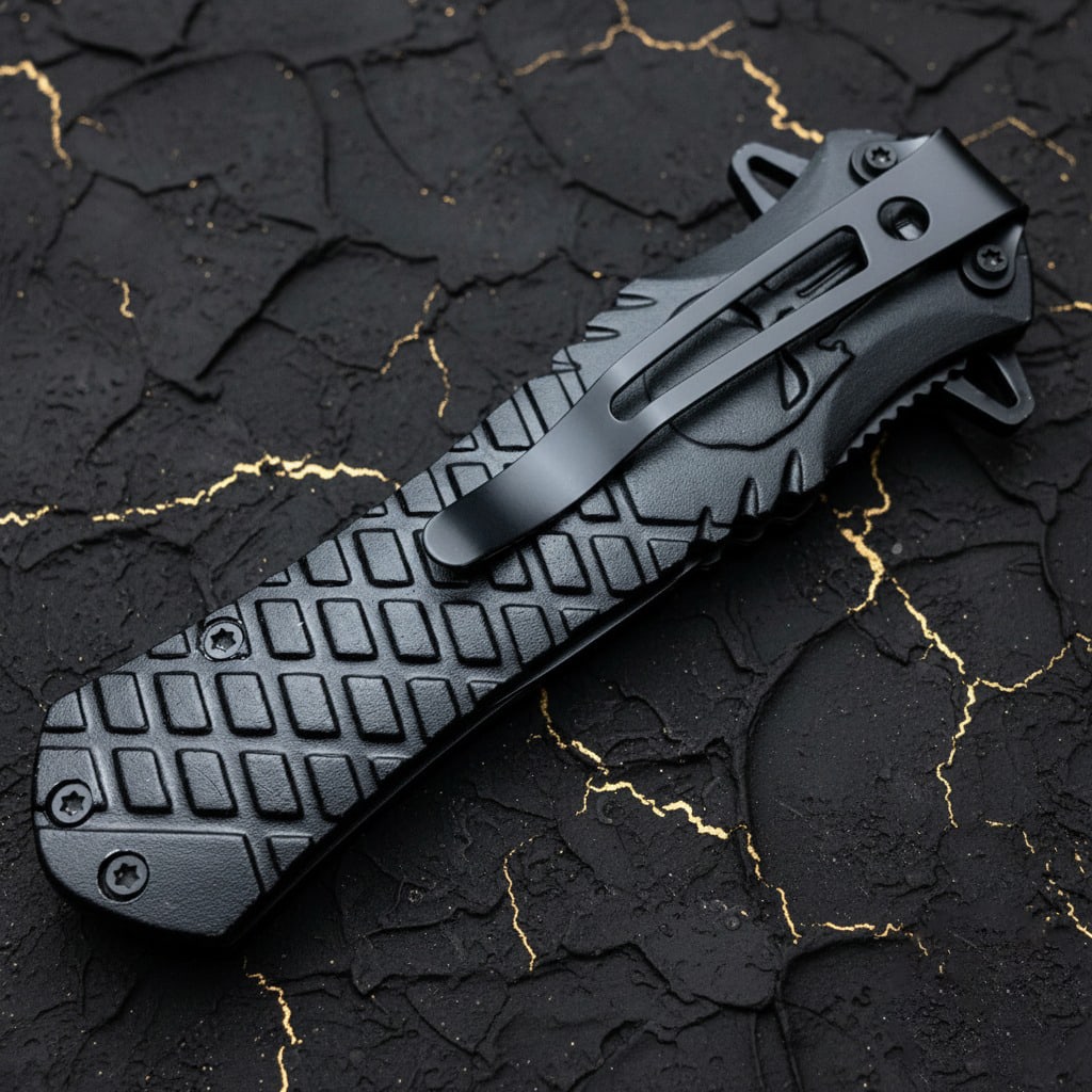 Tactical Spartan Skull Pocket Knife Black Spring Assisted Folding Blade - 4