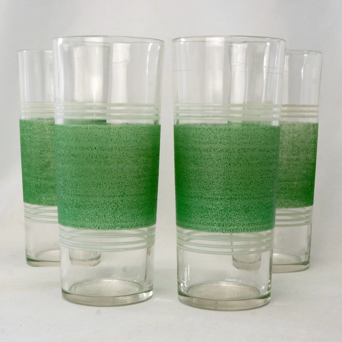 4 1950s Highball Barware Striped Glasses - 2