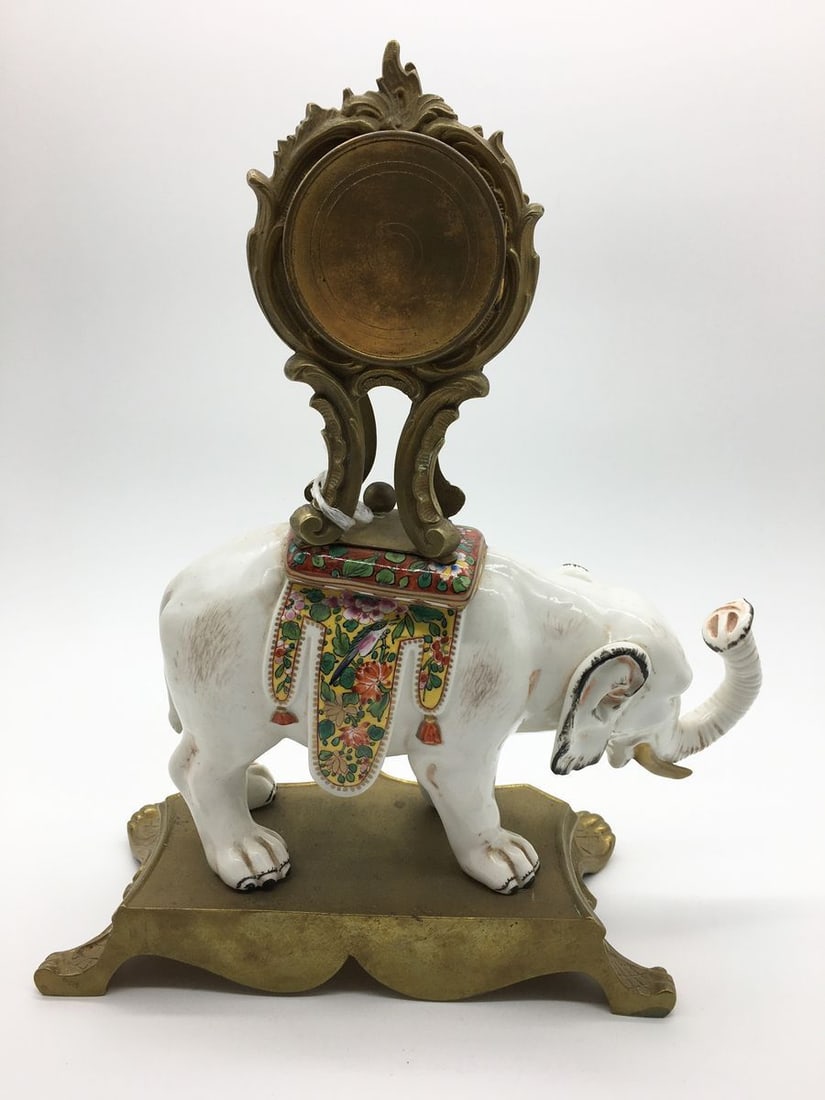 Stone clock with a sculptural image of an elephant - 7