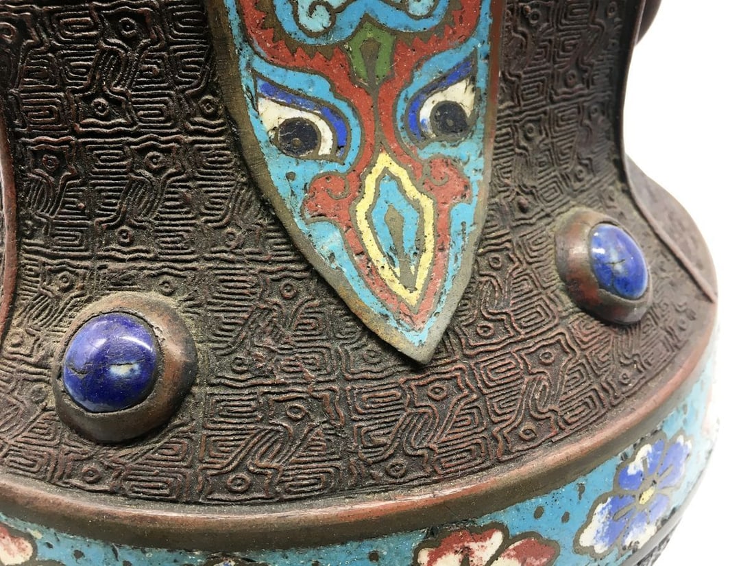 Antique Chinese Decorative vase decorated with cloisonne enamels - 9