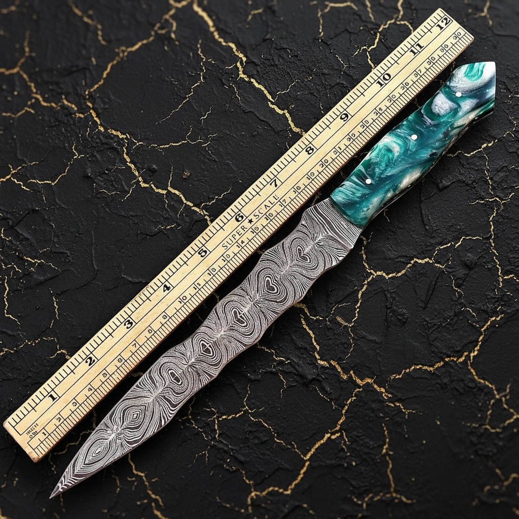 Hand-Forged Damascus Steel Triple-Edge Dagger Knife Custom Blade 2974 - 4