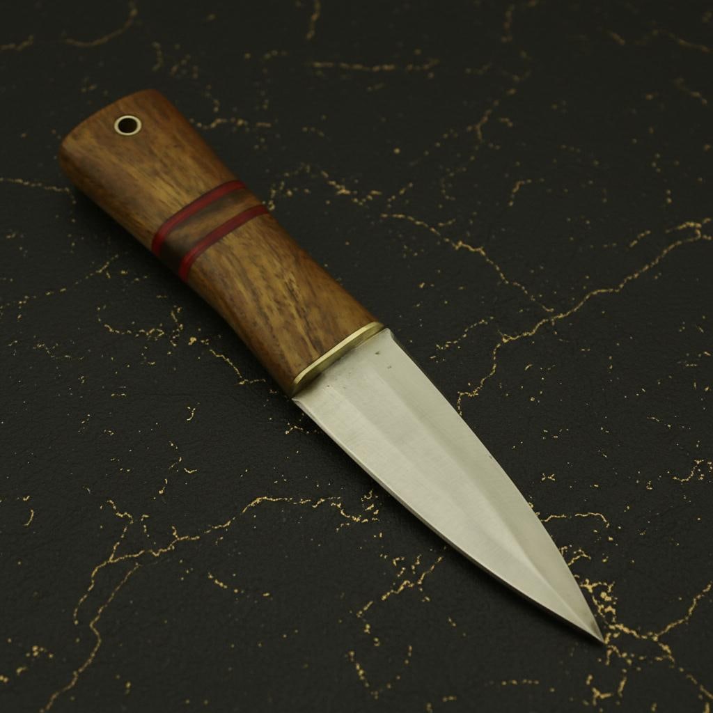 Rosewood Handle Scottish Dirk Knife, 8 inch Stainless Steel Blade, Custom Leather Sheath - 2