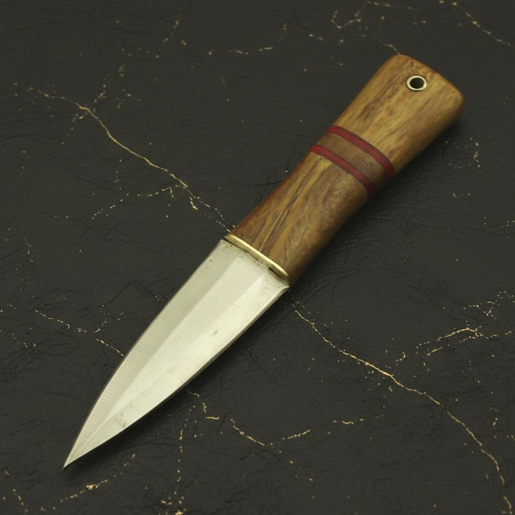 Rosewood Handle Scottish Dirk Knife, 8 inch Stainless Steel Blade, Custom Leather Sheath - 3
