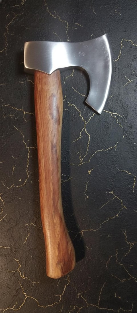 Polished Viking Style Hunting Axe with a Solid Hardwood Handle - 3