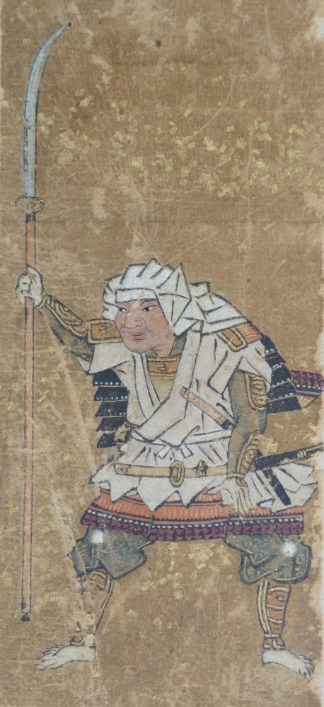 19th Century Japanese Hand-Painted Miniature Ninja and Samurai Artwork Pair - 2