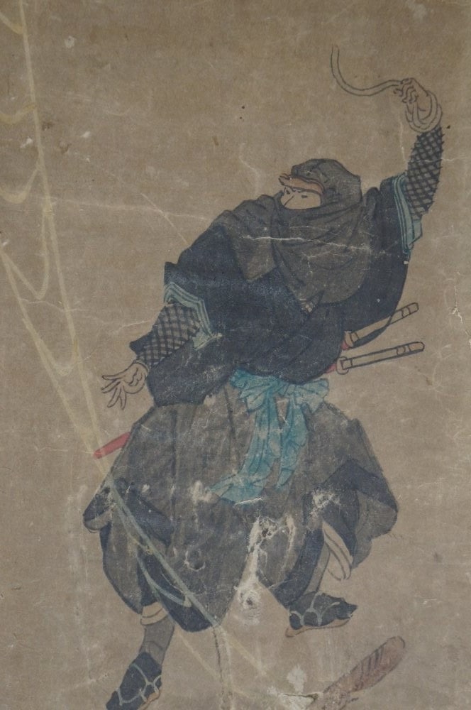 19th Century Japanese Hand-Painted Miniature Ninja and Samurai Artwork Pair - 4