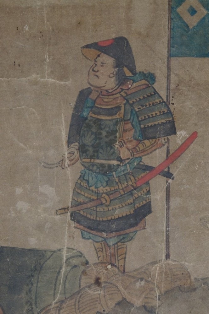 19th Century Japanese Hand-Painted Miniature Ninja and Samurai Artwork Pair - 6